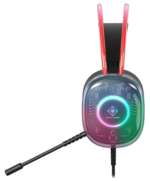 EAN 5706470154537 - Deltaco Gaming GAM-186 auricular y casco Auriculares Alámbrico Diadema Juego USB tipo A Negro, Transparen imagen 3