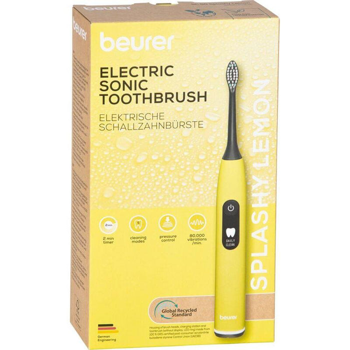 Beurer Sc 50 Splashy Lemon Green Planet, Cepillo De Dientes Eléctrico Amarillo, Incluye 2 Cabezales 10517