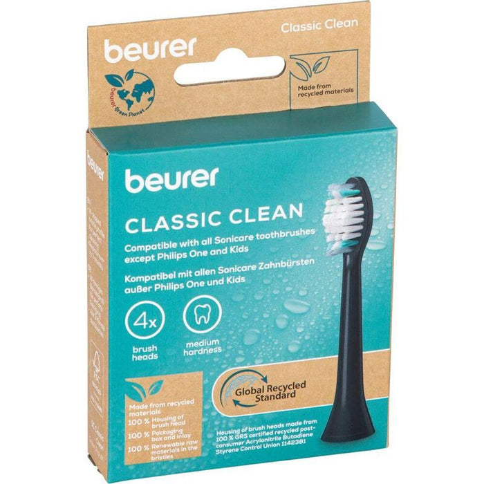 Beurer Sc Classic Clean Green Planet, Accesorio Para Cepillo Negro, Paquete De 4 10521