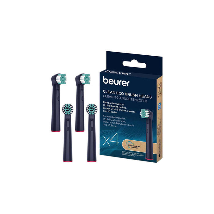 Beurer Tb Cabezales De Cepillo Clean Eco Green Planet, Accesorio De Cepillo Azul Oscuro, 4 Unidades 10527