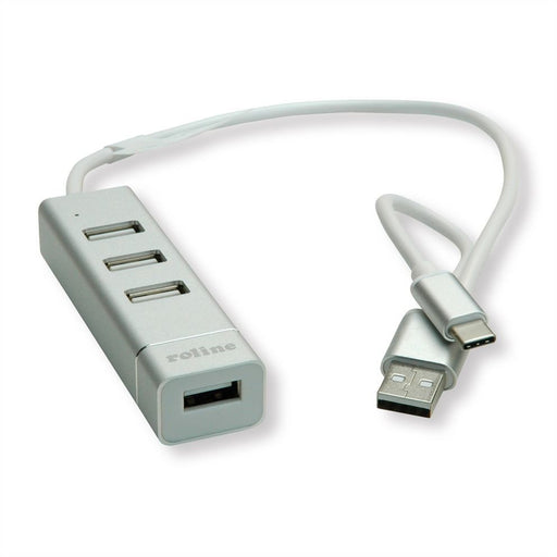 EAN 7630049610873 - ROLINE 14.02.5037 hub de interfaz USB 2.0 480 Mbit/s Plata, Blanco imagen 1