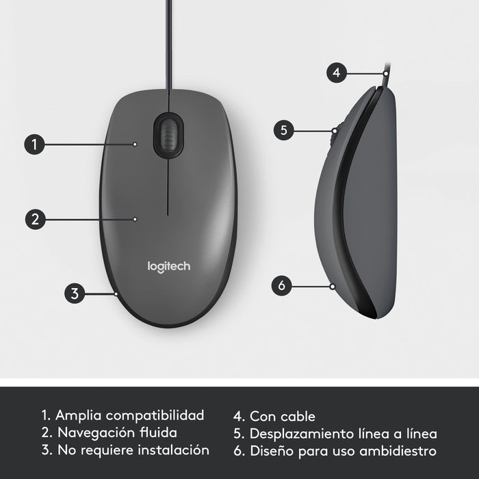 EAN 5099206070462 - Logitech Mouse M100 ratón Oficina Ambidextro USB tipo A Óptico 1000 DPI imagen 13
