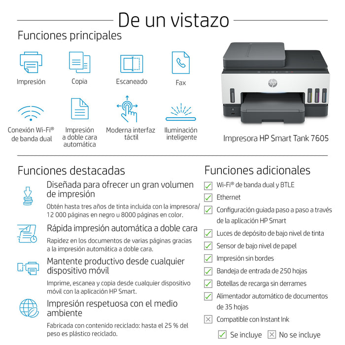 EAN 5715328197367 - HP Smart Tank 7605 All-in-One Printer Inyección de tinta térmica A4 4800 x 1200 DPI 15 ppm Wifi imagen 4
