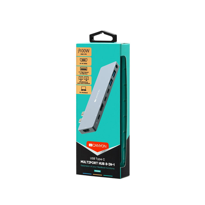 EAN 5291485006136 - Canyon CNS-TDS08DG base para portátil y replicador de puertos Gris imagen 4
