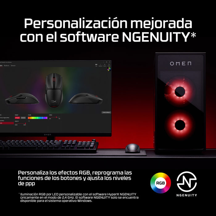 EAN 0198122802449 - HyperX Pulsefire Fuse Wireless Gaming Mouse ratón Juego Ambidextro RF Wireless + Bluetooth Óptico 12000 D imagen 6