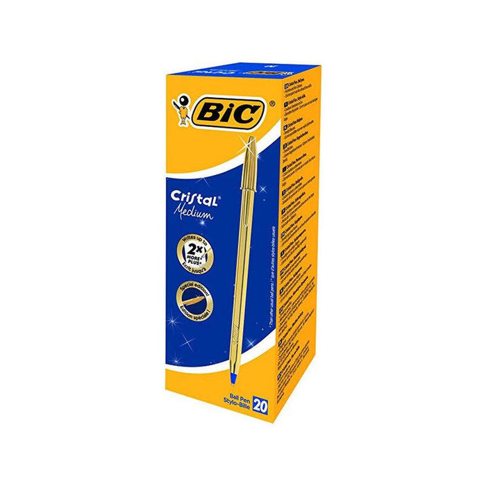 Bic Bolígrafo Cristal Shine Gold Azul Caja -20-