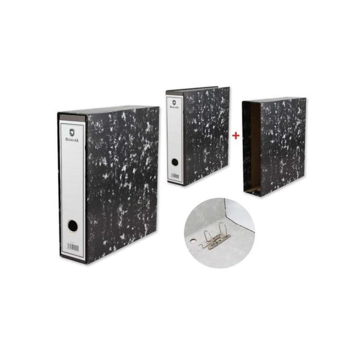 Bismark Archivador A-Z Jaspeado A4 Con Funda - Lomo 75mm - Carton Forrado - Tarjetero En El Lomo - Mecanismo De Palanca