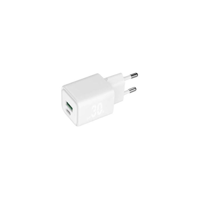 Blackbyte By Pedro Buerbaum Cargador Gan Doble - 1xusb-C Pd 30w - 1xusb-A 18w - Carga Rapida Pps - Blanco