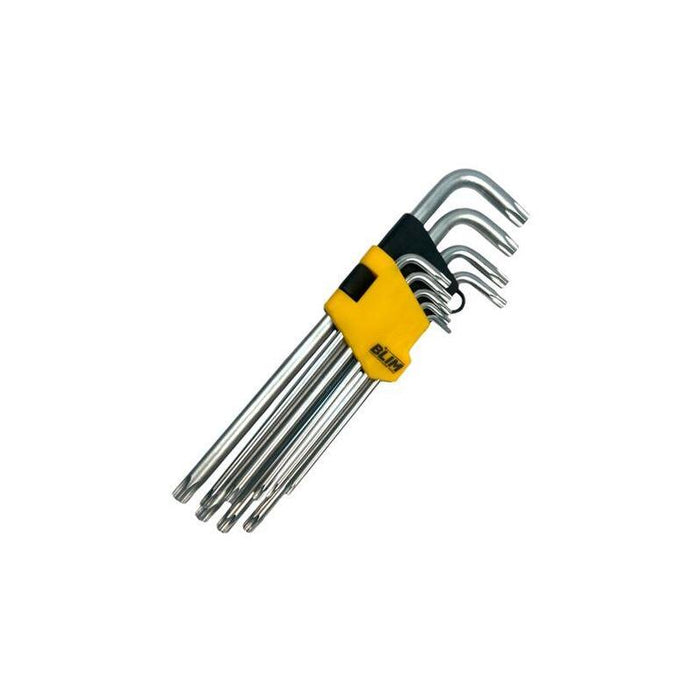 Blim Juego Llaves Torx Largas Con Orificio 9 Piezas - Acero Cromo Vanadio Tratado Y Templado - Superficie Con Acabado Satinado - Tamaño: T10,T15,T20,T25,T27,T30,T40,T45,T50
