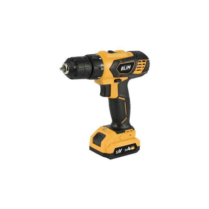 Blim Taladro A Bateria 12v 1.5ah - 28nm De Par Maximo - 2 Velocidades 0-400/0-1500rpm - Color Amarillo