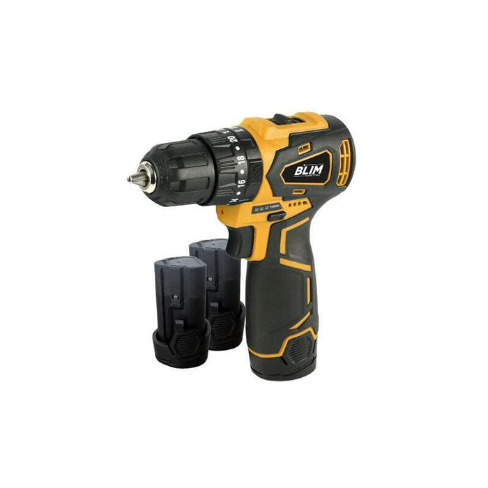 Blim Taladro Percutor A Bateria 12v 2ah - Motor Sin Escobillas - 35nm Par Maximo - 2 Velocidades 0-400/0-1500rpm - Incluye 2 Baterias Y Maletin De Transporte