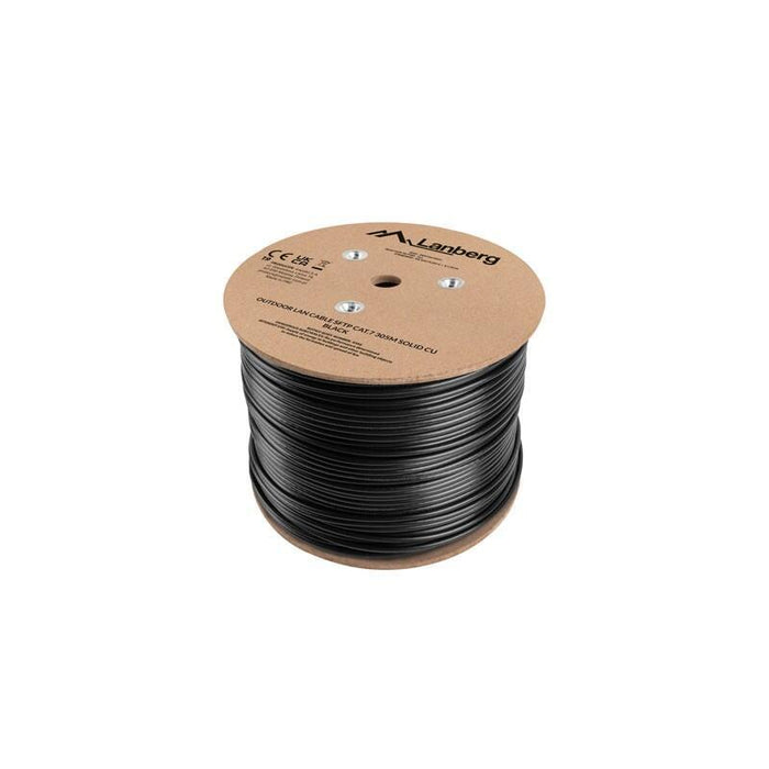 Bobina Cable De Red Lanberg Exterior Sftp Rj45 Cat.7 Solido Cu 305m Negro Fluke Passed