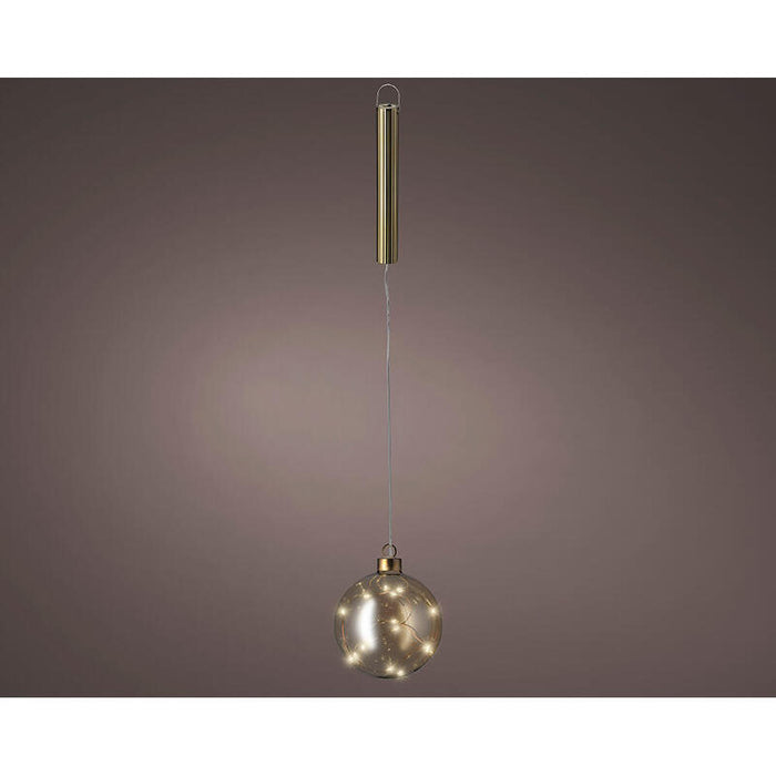 Bola Colgante De Cristal Microled, Dorada, Ø10cm.