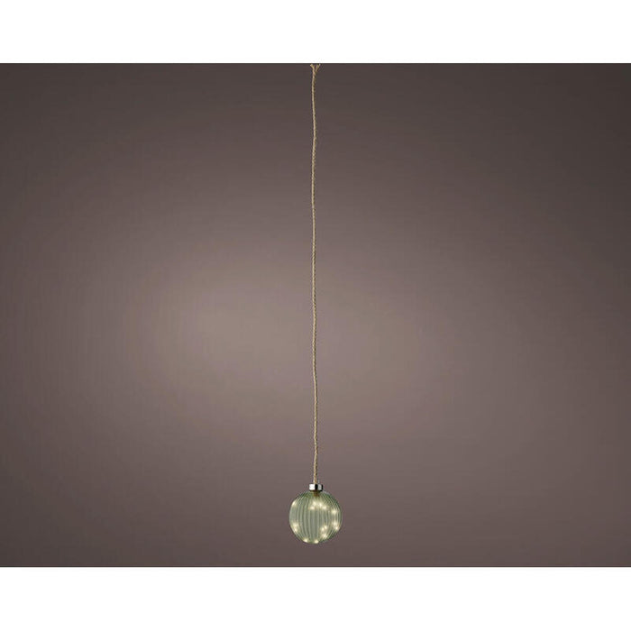 Bola Colgante De Cristal Microled, Verde Agua , Ø10cm.