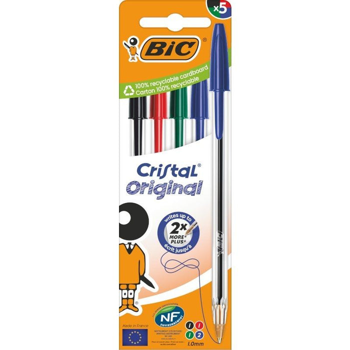 Bolígrafos De Tinta De Aceite Bic Cristal Original 516346 5 Unidades Colores Surtidos