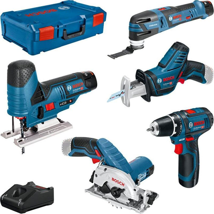 Bosch 12v Profi Set 5 Pcs. Gsr+Gst+Gop+Gks+Gsa