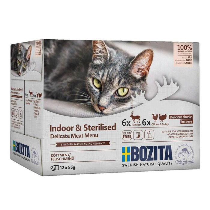 Bozita Canapés Esterilizados En Salsa Con Carne Multibox 12 X 85 G Pouch  Comida Húmeda Para Gatos En Bolsa De Porciones