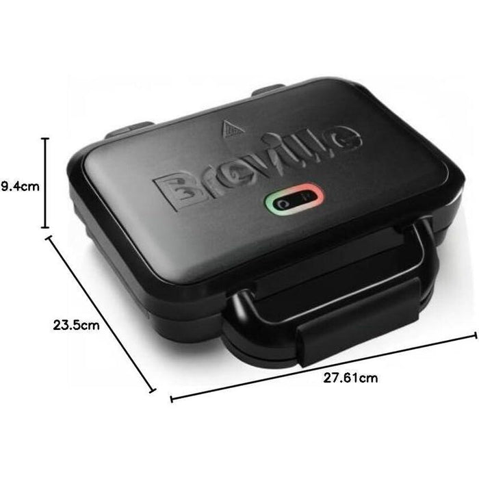 Breville Sandwichera Para 2 Sándwiches Placas Antiadherentes Extraíbles Acero Inoxidable Negro Vst082x