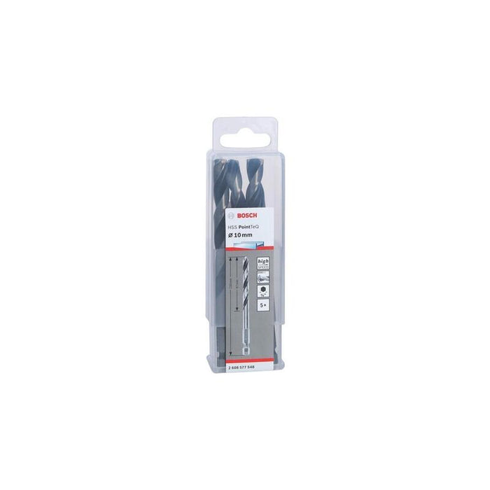 Broca  Bosch Professional Helicoidal Hss Pointteq Hexagonal, Ø 10 Mm, 5 Piezas, Longitud Útil 87 Mm 2608577548