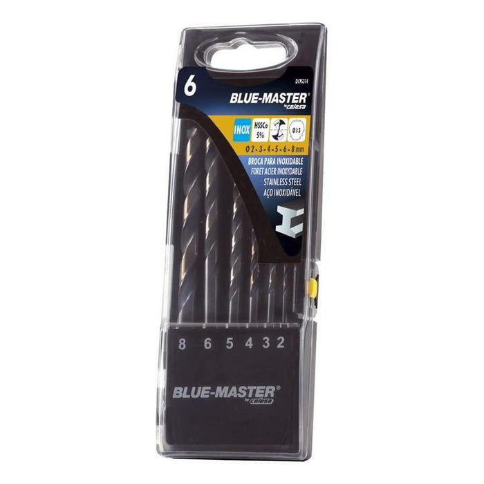 Brocas Din338 Hss-Co Split Point/Antislip Inox Ø2-8 Mm, Juego 6 Piezas