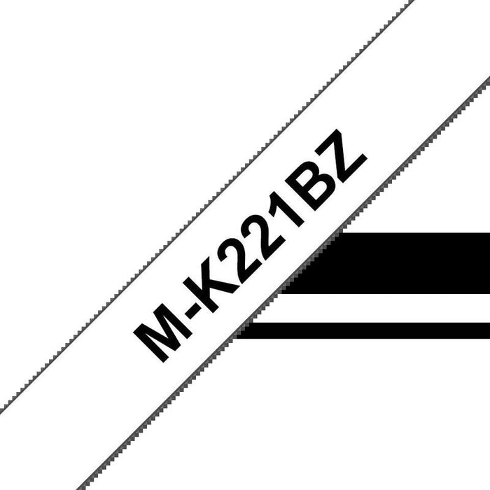 Brother Mk221bz Cinta No Laminada Generica De Etiquetas - Texto Negro Sobre Fondo Blanco - Ancho 12mm X 8 Metros