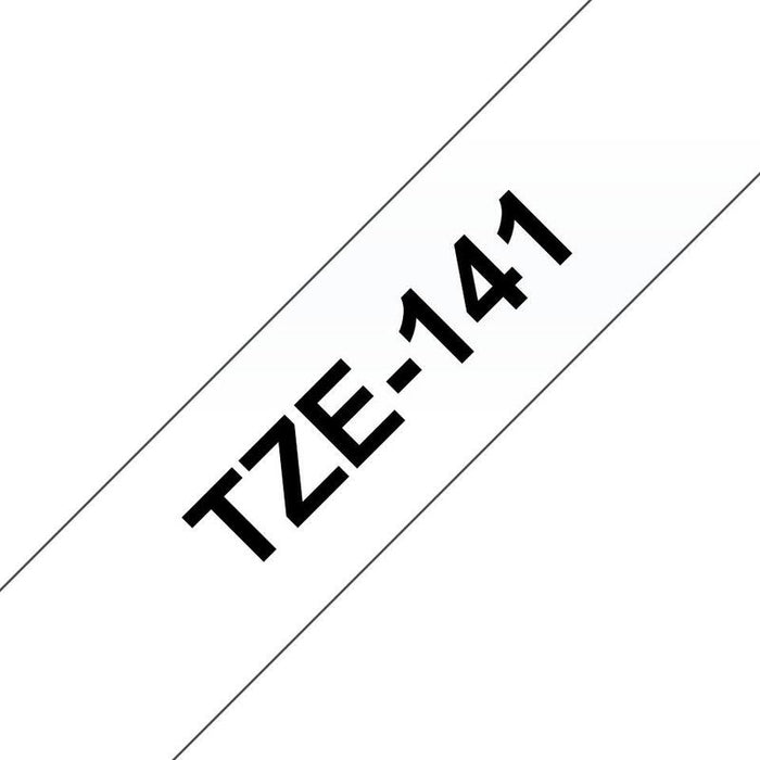 Brother Tze141 Cinta Laminada Generica De Etiquetas - Texto Negro Sobre Fondo Transparente - Ancho 18mm X 8 Metros