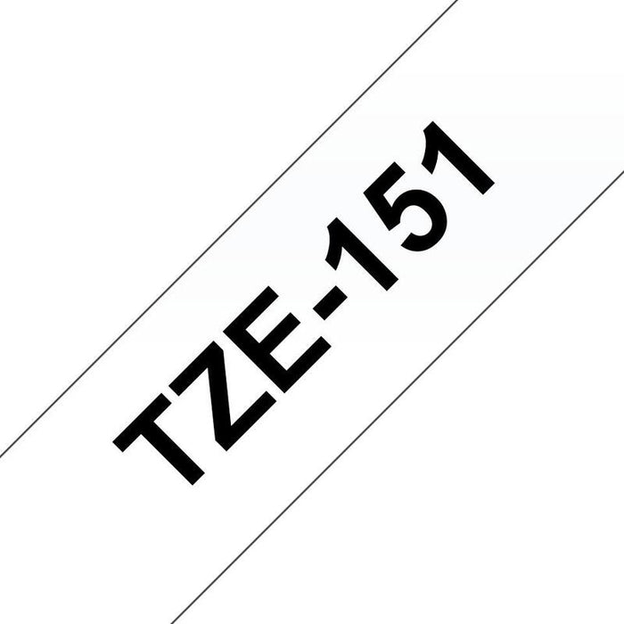 Brother Tze151 Cinta Laminada Generica De Etiquetas - Texto Negro Sobre Fondo Transparente - Ancho 24mm X 8 Metros