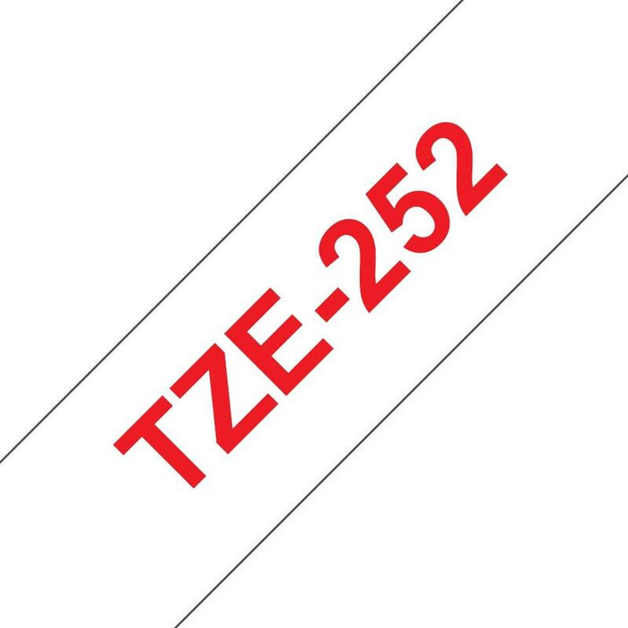 Brother Tze252 Cinta Laminada Generica De Etiquetas - Texto Rojo Sobre Fondo Blanco - Ancho 24mm X 8 Metros