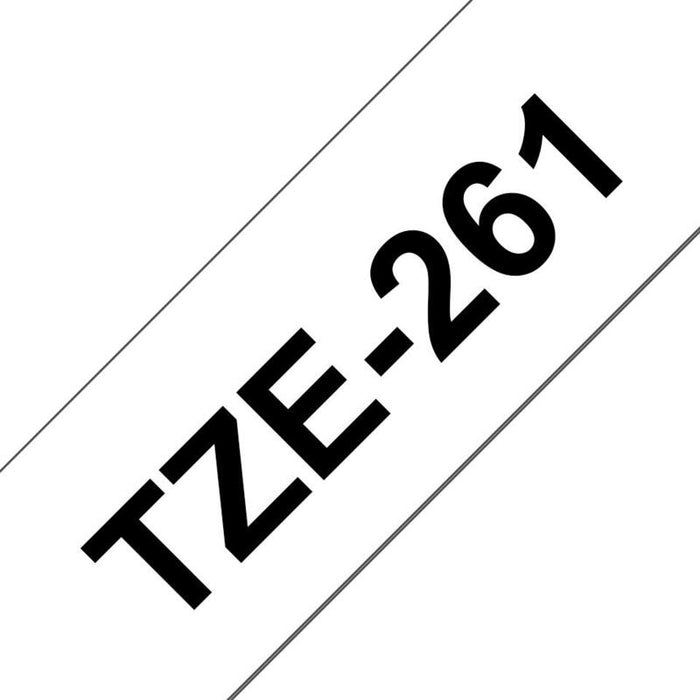 Brother Tze261 Cinta Laminada Generica De Etiquetas - Texto Negro Sobre Fondo Blanco - Ancho 36mm X 8 Metros