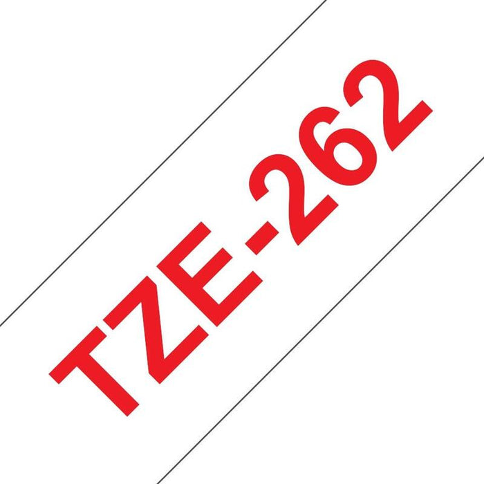 Brother Tze262 Cinta Laminada Generica De Etiquetas - Texto Rojo Sobre Fondo Blanco - Ancho 36mm X 8 Metros