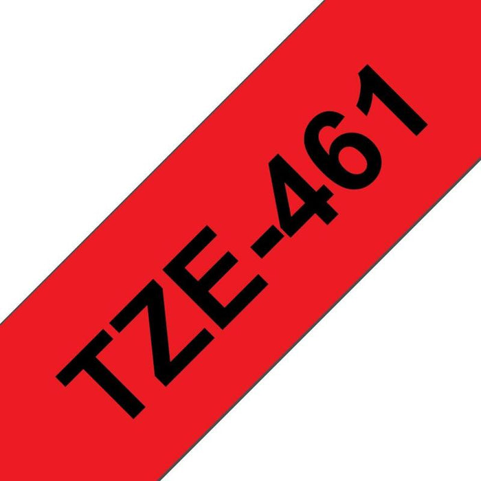Brother Tze461 Cinta Laminada Generica De Etiquetas - Texto Negro Sobre Fondo Rojo - Ancho 36mm X 8 Metros