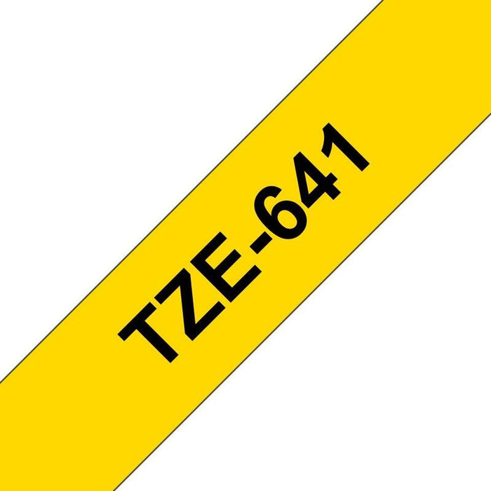 Brother Tze641 Cinta Laminada Generica De Etiquetas - Texto Negro Sobre Fondo Amarillo - Ancho 18mm X 8 Metros