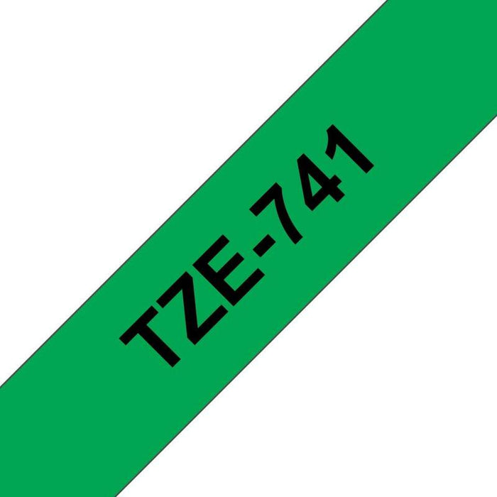 Brother Tze741 Cinta Laminada Generica De Etiquetas - Texto Negro Sobre Fondo Verde - Ancho 18mm X 8 Metros