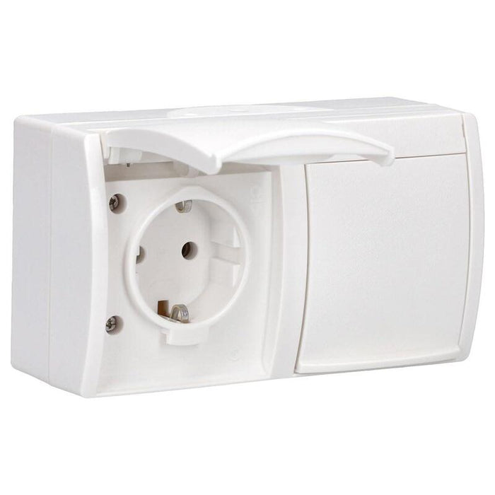 Busch Jaeger Bj 20 2ew-54 Toma De Corriente M.Tapa Abatible Waagerecht 2f Ocean Ip44 Blanco Alpino