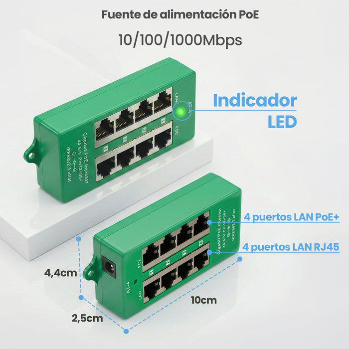 EAN 5903148912554 - Extralink ACTIVE POE INJECTOR 4 PORT GIGABIT 802.3AT/AF MODE A - 1 Gbps - 4-Port Gigabit Ethernet 48 V imagen 22