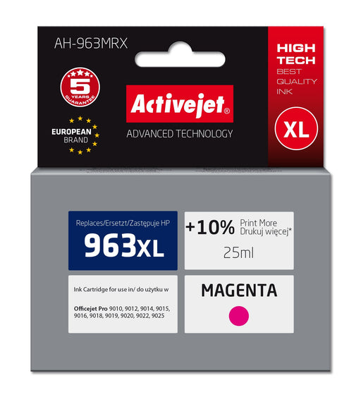 EAN 5901443119692 - Activejet Tusz AH-963MRX (zamiennik HP 963XL 3JA28AE; Premium; 1760 stron; czerwony) cartucho de tinta 1  imagen 1
