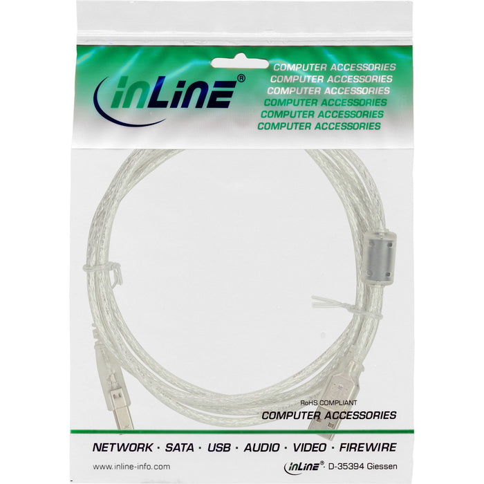 EAN 4043718021048 - InLine 34555 cable USB 5 m USB A USB B 0,48 Gbit/s Transparente imagen 2