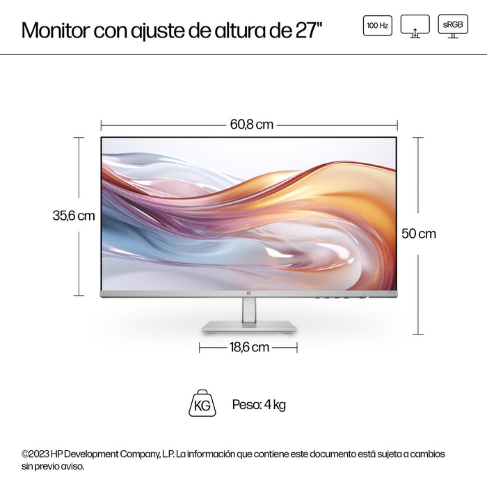 EAN 197498938844 - HP Series 5 27 inch FHD Height Adjust Monitor - 527sh pantalla para PC 68,6 cm (27") 1920 x 1080 Pixeles F imagen 8