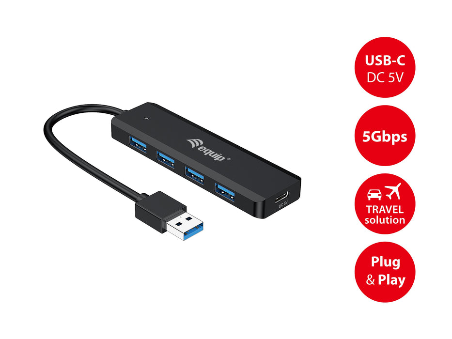 EAN 4015867229446 - Equip 128959 hub de interfaz USB 3.2 Gen 1 (3.1 Gen 1) Type-A 5000 Mbit/s Negro imagen 6