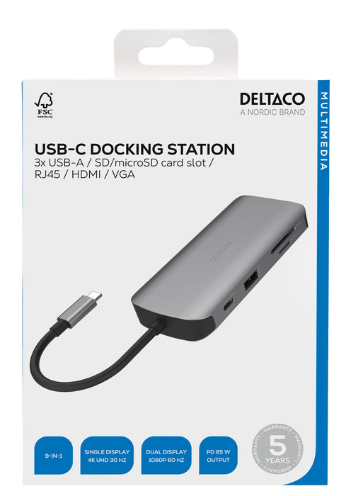 EAN 7333048060600 - Deltaco USBC-HDMI25 base para portátil y replicador de puertos USB Tipo C Gris imagen 5