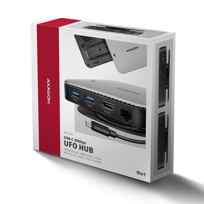 EAN 8595247908438 - Axagon HMC-UFO USB-C Hub M.2 SATA/NVMe 1 Gbit/s Ethernet 384 kHz Audio Alámbrico USB 3.2 Gen 2 (3.1 Gen 2 imagen 22