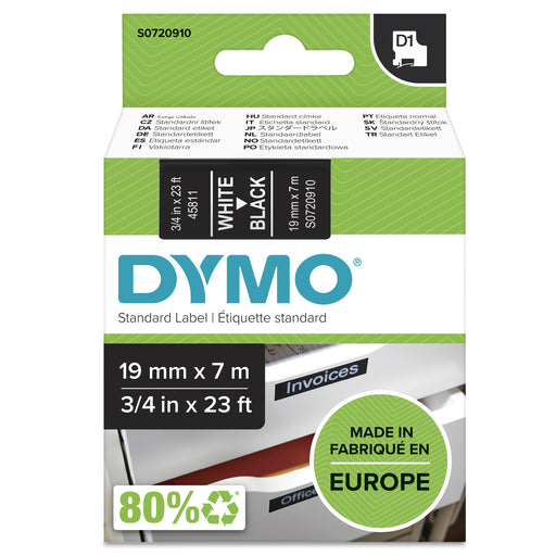 EAN 5411313452212 - DYMO D1 Standard - White on Black - 19mm cinta para impresora de etiquetas Blanco sobre negro imagen 1