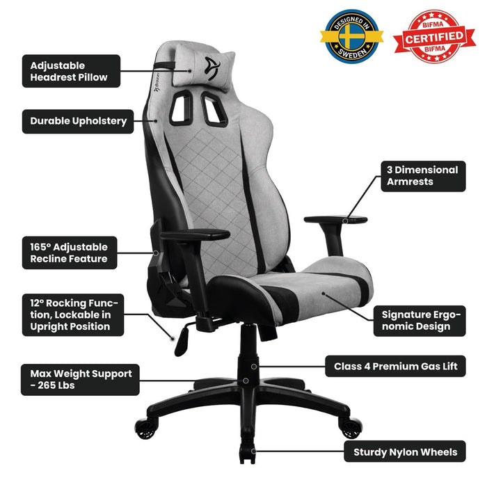 EAN 0850054766267 - Arozzi Soft Fabric | Gaming Chair | Avanti SoftFabric | Light Pilkas Silla gaming Asiento acolchado imagen 7