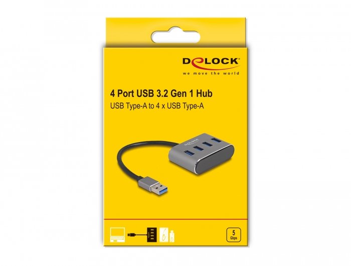 EAN 4043619631902 - DeLOCK 63190 hub de interfaz USB 3.2 Gen 1 (3.1 Gen 1) Type-A 5000 Mbit/s Negro imagen 3