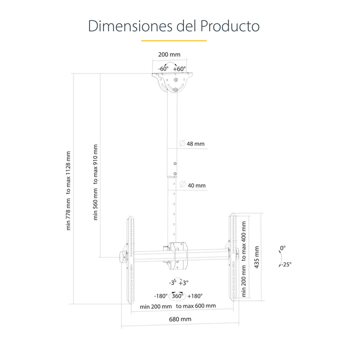 EAN 65030870405 - StarTech.com FPCEILPTBSP soporte para pantalla de señalización 190,5 cm (75") Negro imagen 16