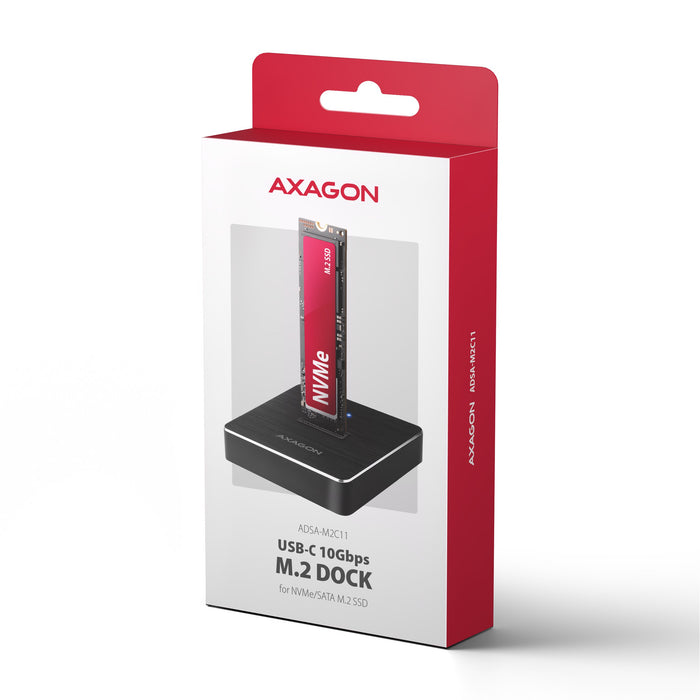 EAN 8595247909596 - Axagon ADSA-M2C11 base de conexión para disco duro USB 3.2 Gen 2 (3.1 Gen 2) Type-C Negro imagen 10