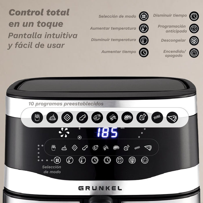 EAN 8426156019017 - Grunkel MAXYSTEELFRYER freidora Sencillo 9 L Independiente 2200 W Freidora de aire caliente Negro, Acero  imagen 3