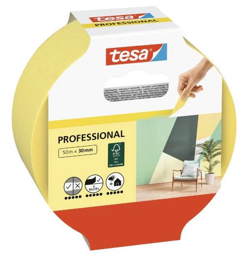 EAN 4063565090547 - TESA Professional 50 m Cinta de pintor Apto para uso en interior Adecuado para uso en exteriores Amarillo imagen 1