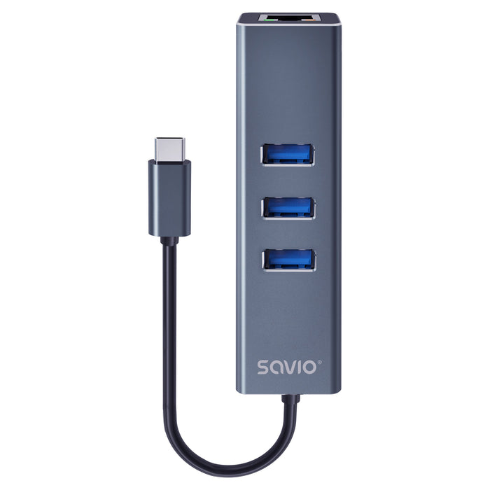 EAN 5901986047766 - Savio AK-57 USB-C - 3 x USB-A HUB with RJ-45 Gigabit Ethernet adapter 5000 Mbit/s grey 2 x USB 3.2 Gen 2  imagen 8