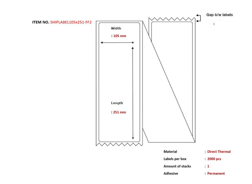EAN 5715063276860 - Capture SHIPLABEL105X251-FF2 etiqueta de impresora imagen 1